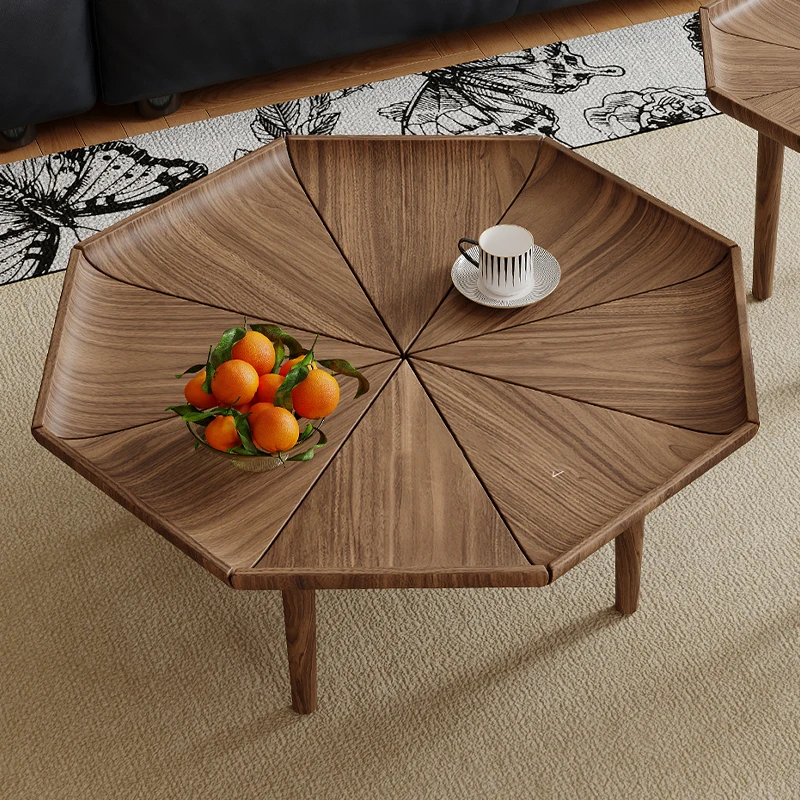 طاولة القهوة الفاخرة الحديثة الخشبية الصلبة الإبداعية للمنزل غرفة المعيشة طاولة القهوة مركز طاولة الشاي مجموعة تصميم بسيط للمنزل #3