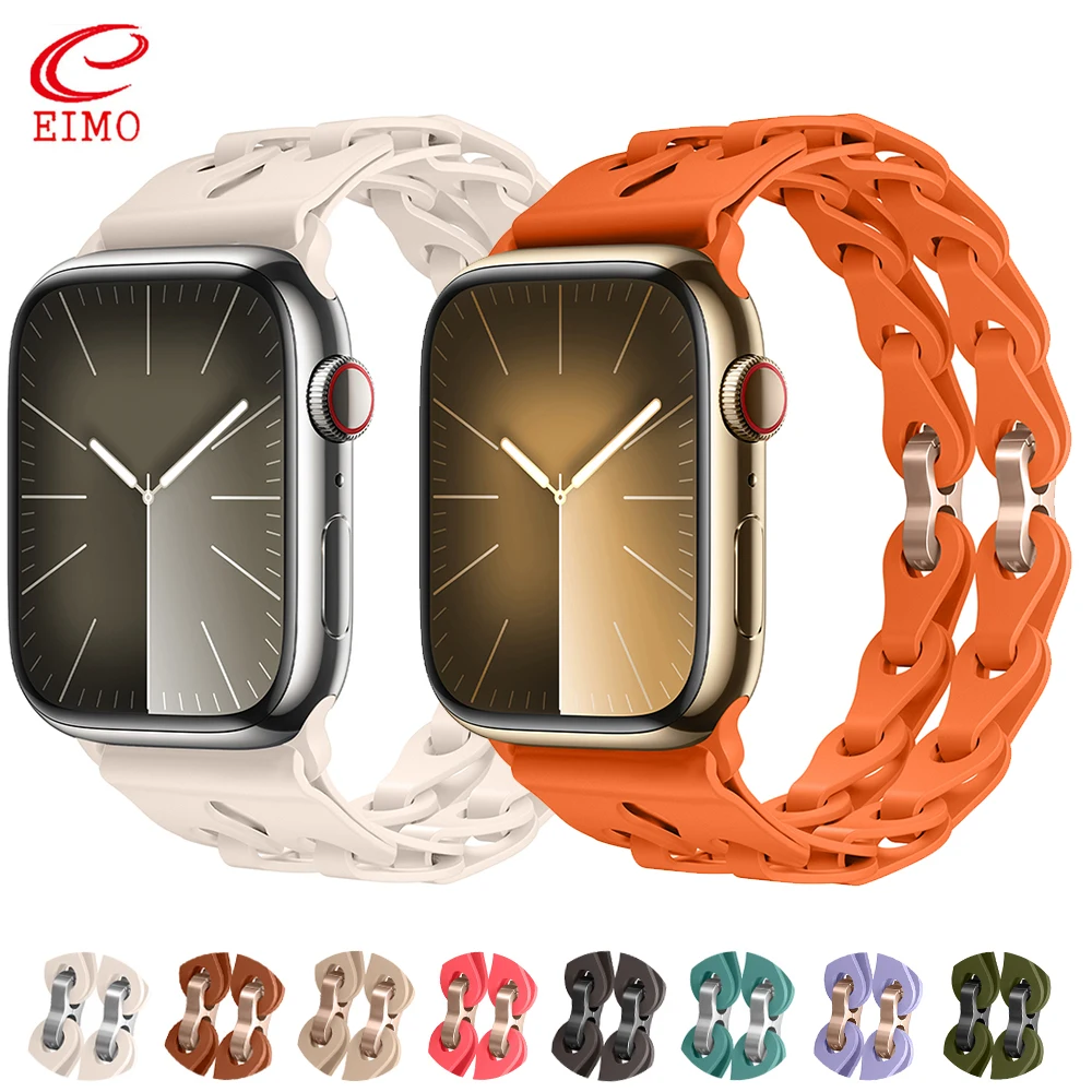 

Silicone Strap For Apple Watch band 45mm 44mm 40mm 49mm 41mm 38mm 42mm belt correa Bracelet iWatch ultra 2 Series 9 8 7 6 5 3 Se