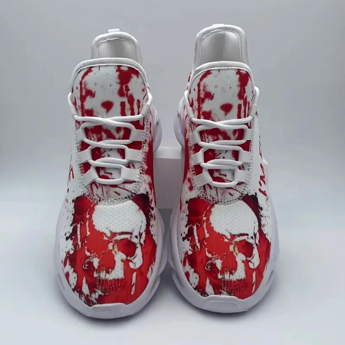 Crâne rouge graffiti crâne chaussures de sport décontractées chaussures de course pour hommes et femmes chaussures en maille légère