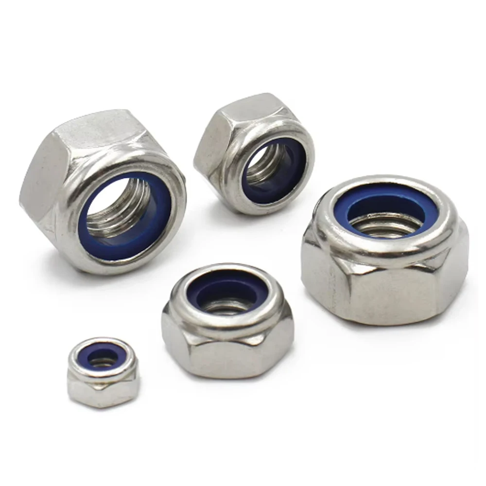 Tuerca de bloqueo de nailon DIN985 de acero inoxidable 304, inserto Hexagonal de autopresión, plateado, M4M5M6M8M10M12 image 2