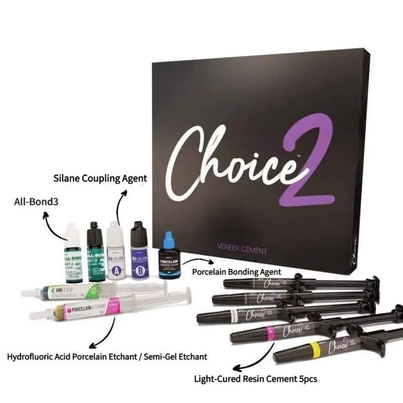 Dental Material BISCO Light Cured Porcelain Veneer Bonding System Initial Set CHOICE 2 Veneer Resin Cement Oral Restoration Tool