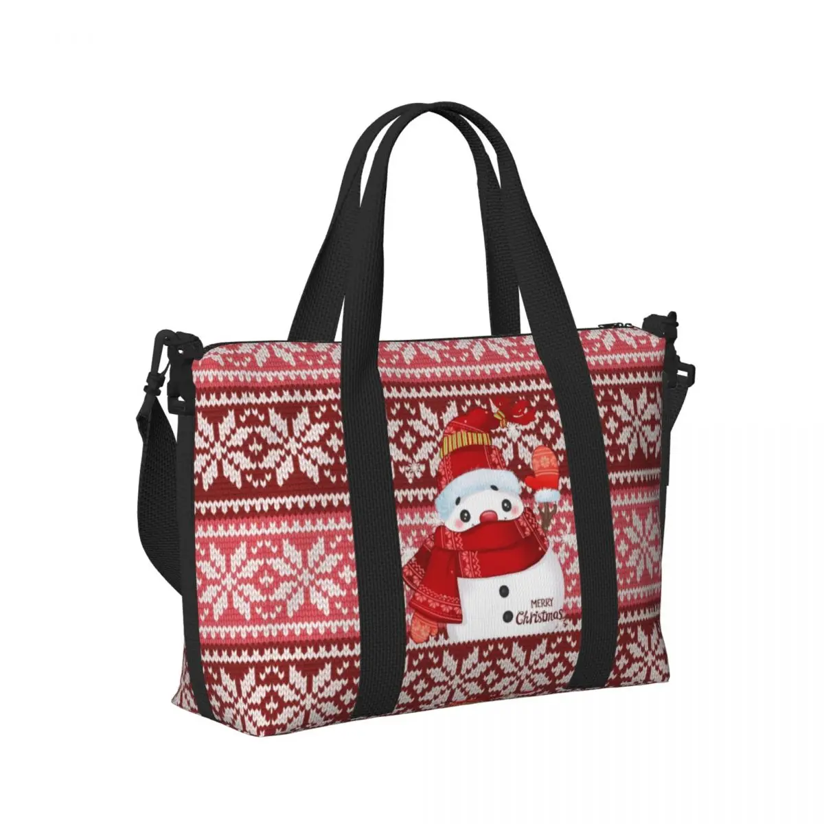 Custom Christmas Snowman Tote Bag สําหรับผู้หญิงความจุขนาดใหญ่ Gnome ปีใหม่ Beach Gym กระเป๋าเดินทาง