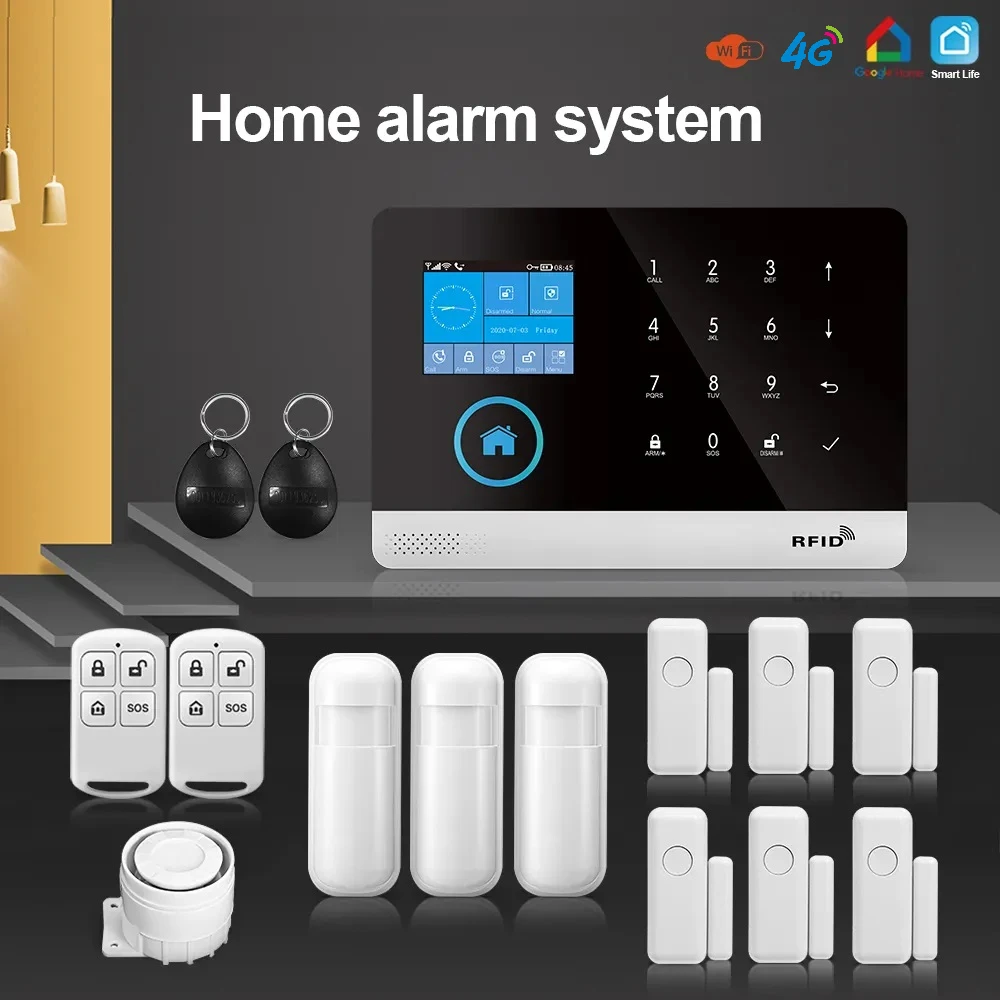 4G Wireless Home Security Alarm System WiFi Door Window Sensor With Smart Life Tuya App Alarm Works With Google Assistant Alexa