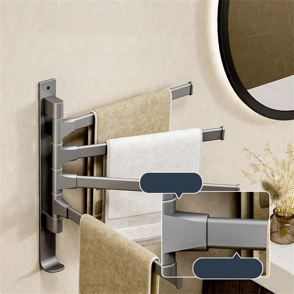 Wall-mounted Toilet Rotating Towel Rack Towel Hanging Rack Space Management Aid Suitable For Bathrooms Bathroom Accessories