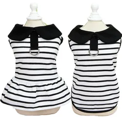 White Black Strips Dog Hoodie Dress Boys Girls Couple Clothing Pet Dog Clothes Summer Dog Sweatshirt Skirt For Small Dogs Yorkie