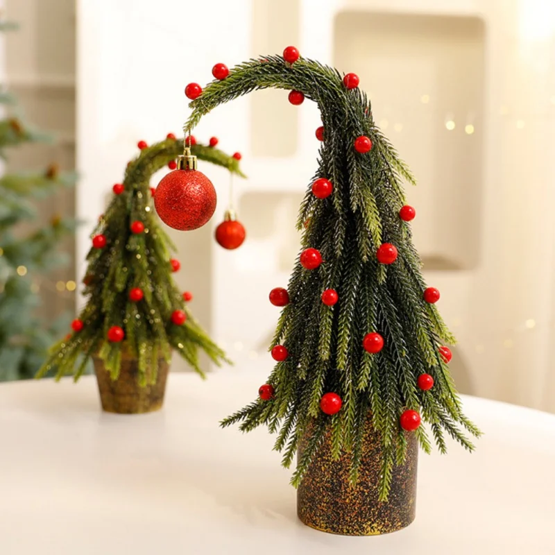 DIY Weihnachtsbaumschmuck Simulation mit hängender Kugel Crooked Neck Weihnachtsbaum Bend Tischdekoration