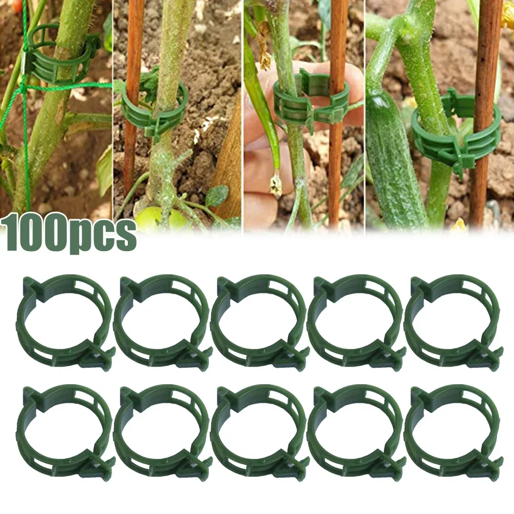 100PCS Vegetable Buckle Fixing Binding Clip Plastic Plant Vine Ties Supports Fastener Tied Fixture Vine Buckle Hook Garden Tool