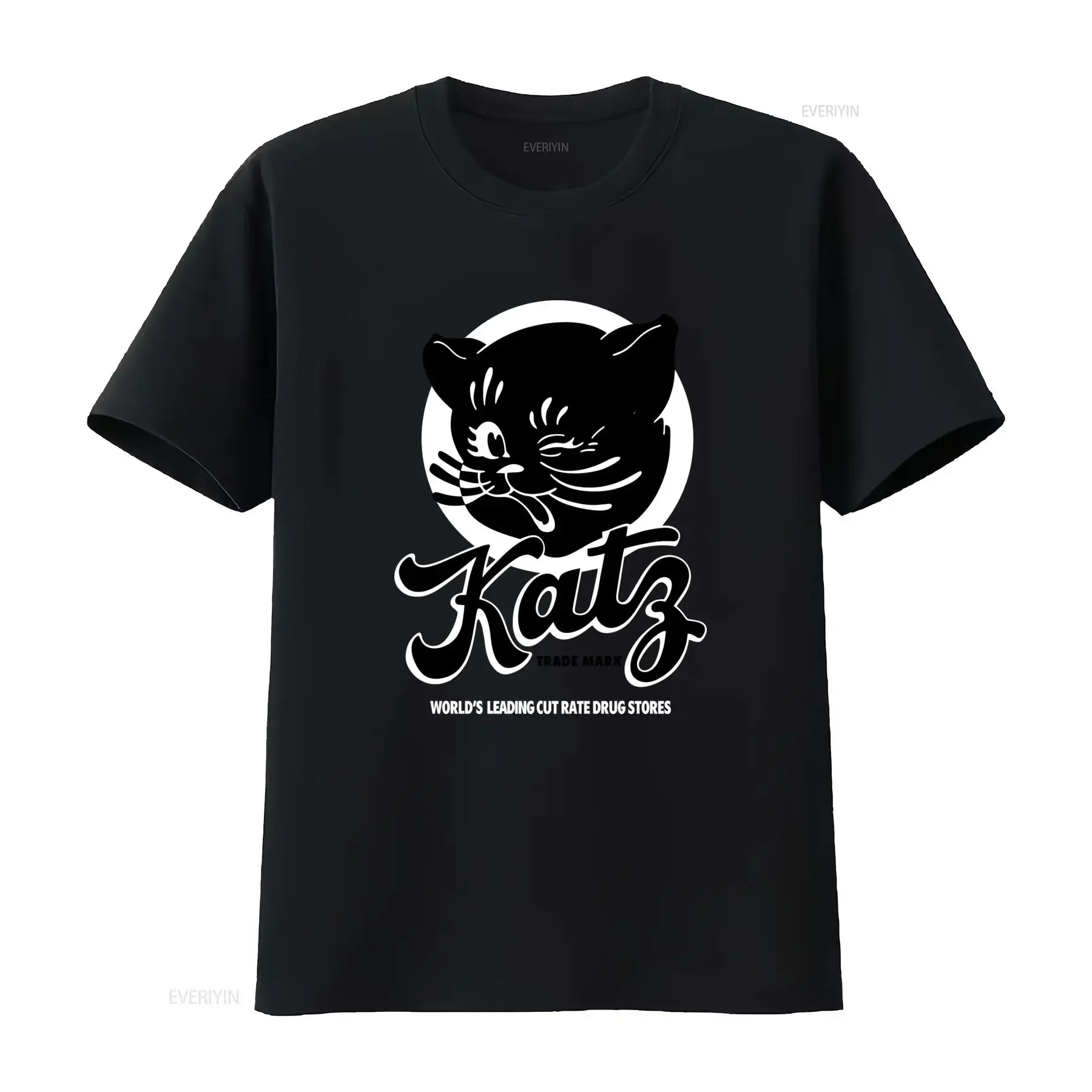T-shirt Katz Drug Store, design des magasins les plus réputés au monde, pour les amoureux des chats, streetwear vintage délavé, légèrement extensible