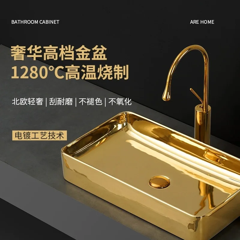 Cross-border electroplated wash basin, bathroom countertop basin, engineering hotel KTV small balcony, wash basin