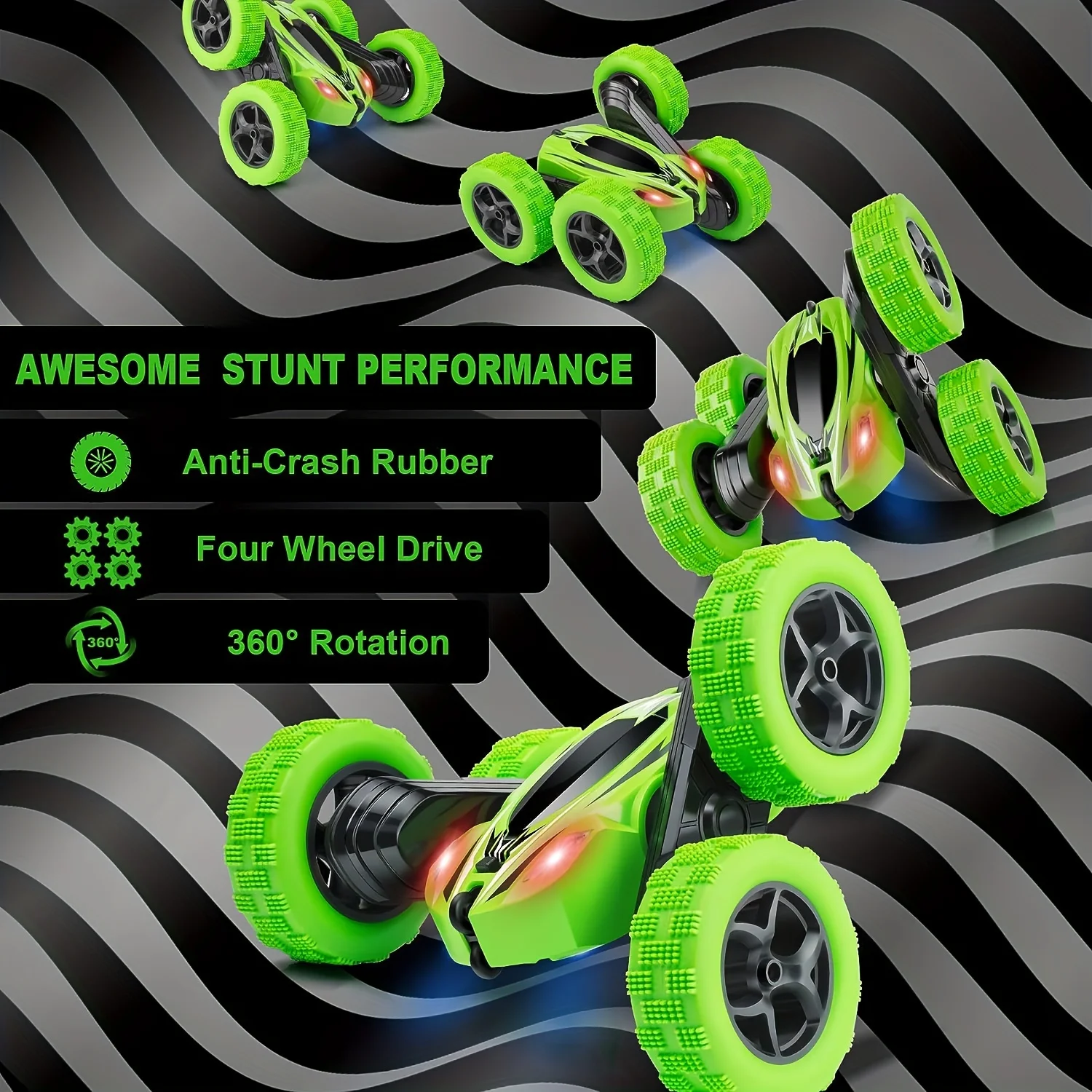 Stunt Remote Control Car 2.4Ghz Double-sided 360° Rotation RC Track Headlight, Four-wheel Drive Off-road Drift RC Racing Toy