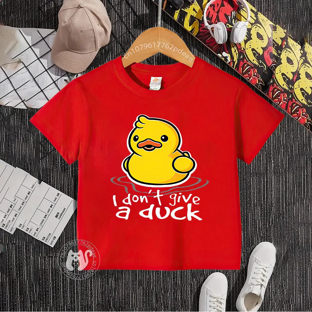 100% cotton Kids T-shirt Boy Girl Cute little Yellow Duck print comfortable short sleeve teen crewneck top Cotton T-shirt