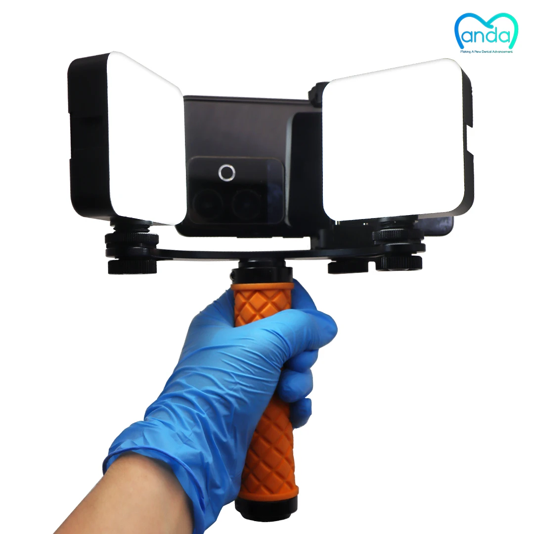 Dual LED Phone Fill Light Dental Oral Photography Lighting Kit Handheld Adjustable Brightness