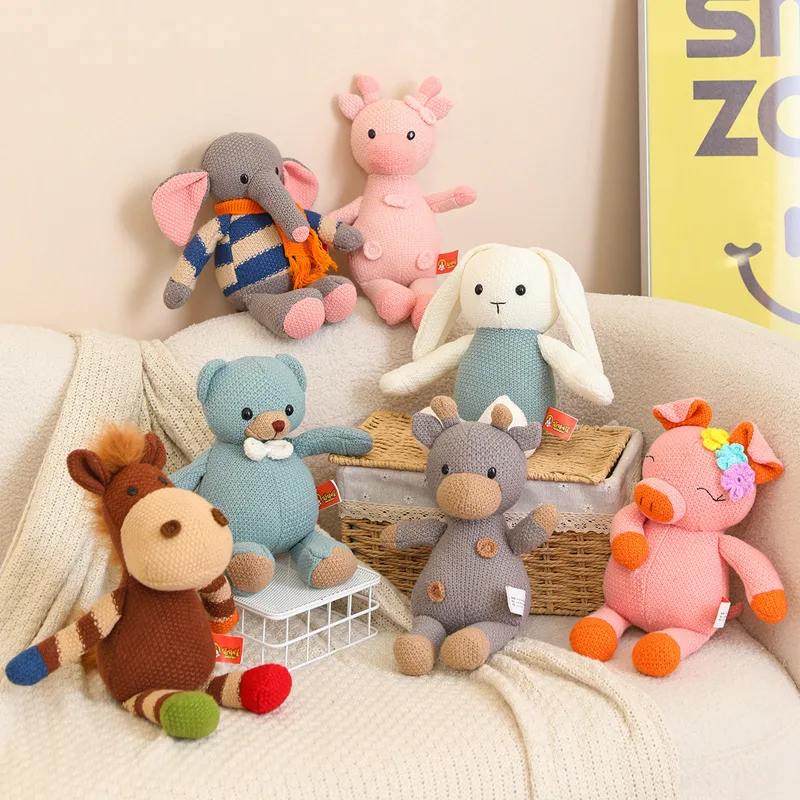 

Cute Plush Toy Set Lovely Elephant Donkey Bear Rabbit Pig Deer Soft Stuffed Doll for Girls And Boys Birthday Christmas Gift
