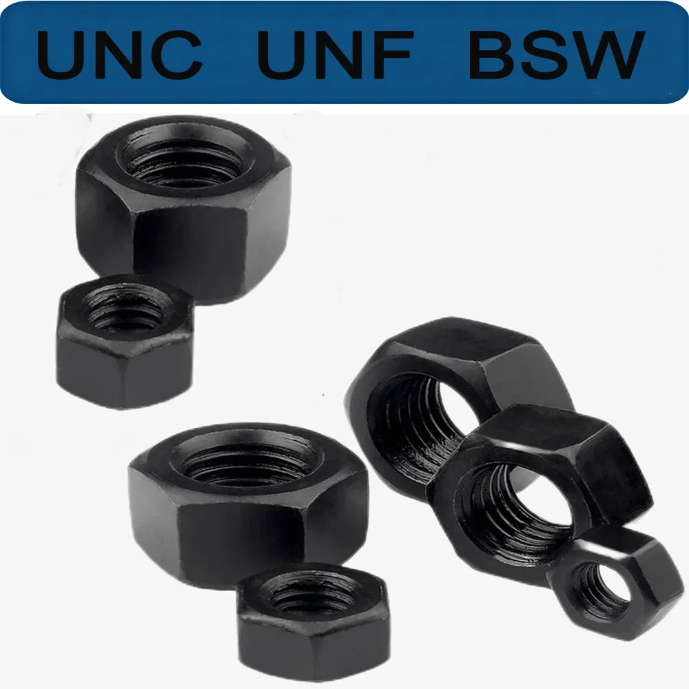 

DIN934 GB6170 UNC UNF BSW Thread 1/4 5/16 3/8 7/16 to 7/8'' Hexagon Nuts Grade 4.8 Carbon Steel Black Oxide