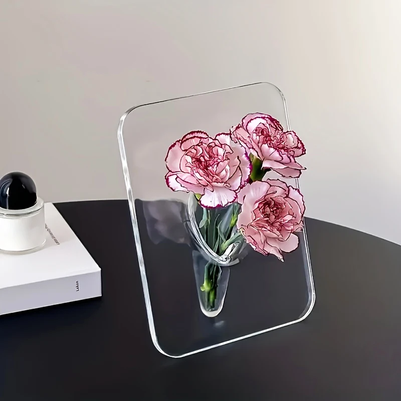 Transparent Acrylic Frame Vase Creative Desktop Ornament Decorative Hydroponics Vases, for Nordic Homestay Hotel Home Decoration