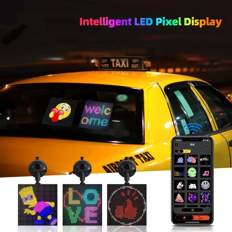 Smart LED Pixel Display On Car Rear Window Bluetooth App Control Full Color LED Expression Light Programmable Pixel Screen