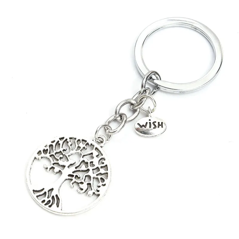 Tree of Life Trendy Keychain Skeleton Alloy Pendants Metal Wish Charm Keyring For Bag Men Woman Souvenirs Jewelry Gifts 2023 New