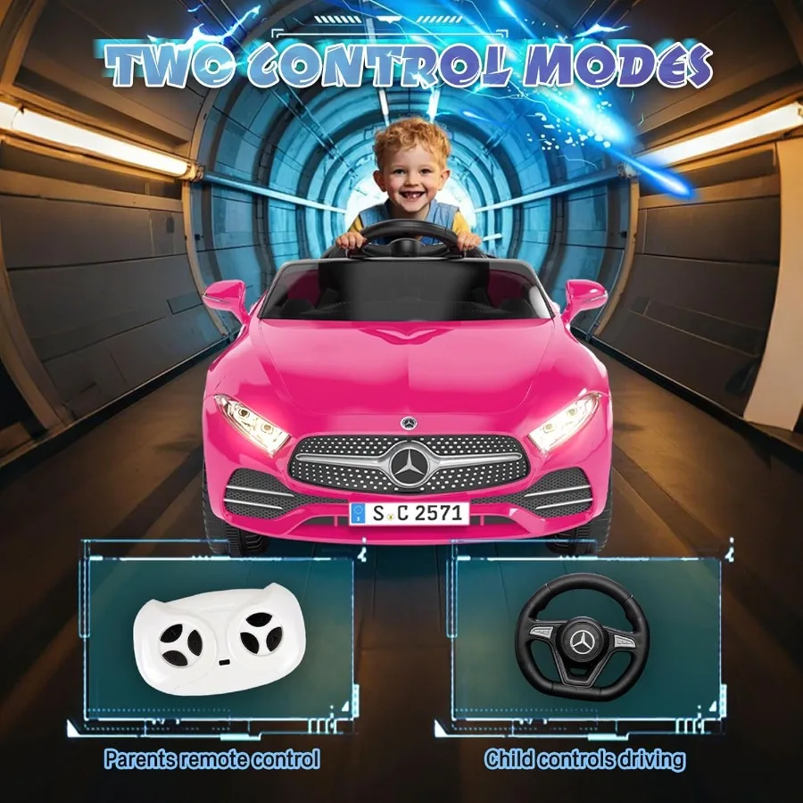 Carro de passeio CLS 350 12V licenciado com controle remoto 2.4G, carro elétrico alimentado por bateria, passeio em veículo com segurança musical Bluetooth
