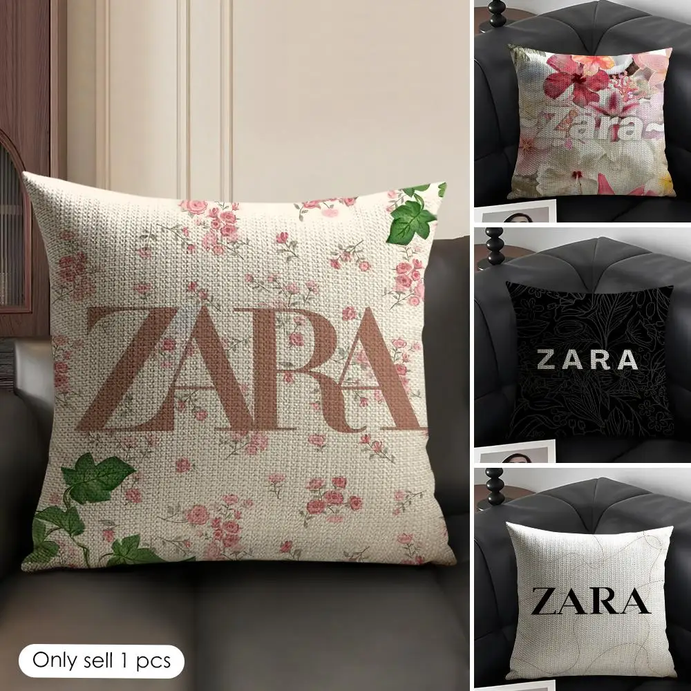 Fashion Logo Z-ZaraS Cushion Cover Organic Linen Square Pillow Case Durable Non-Allergenic And Kind To Skin