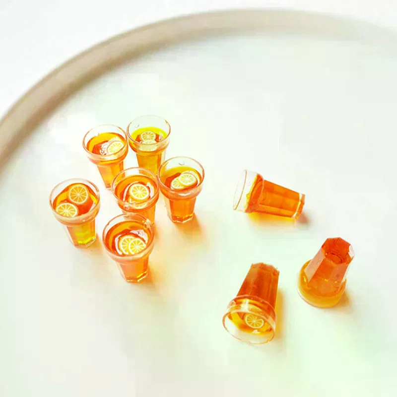 /GJ/1:12 Dollhouse Miniature Food Lemon Tea Cups Doll House Drinks Model Toy 5Pcs