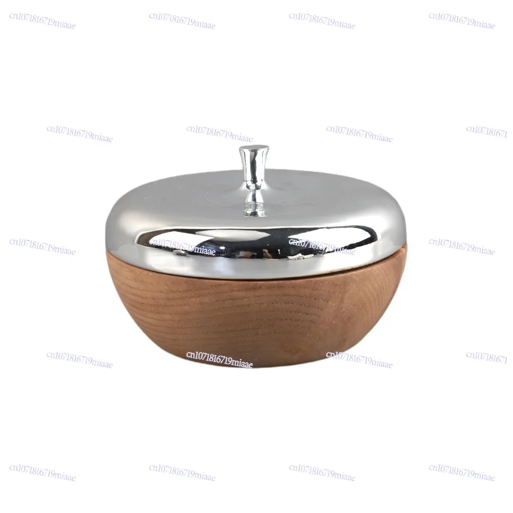 Modern Simple Stainless Steel Candy Storage Tank with Lid Leather Chair Ornament Living Room Bedroom Soft Home Accessories