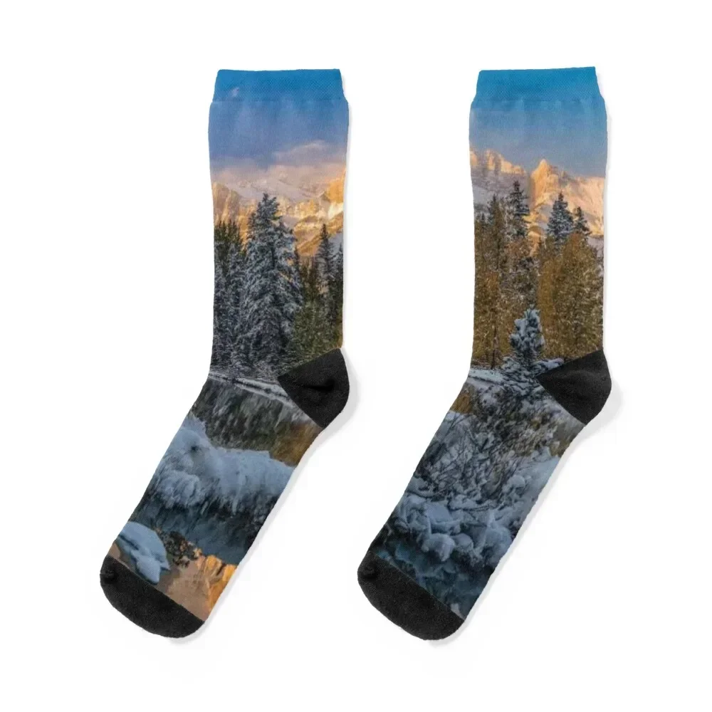 View Of Lake And Mountains Spring Creek Pond Socks Thermal man winter essential cute Boy Child Socks Women's