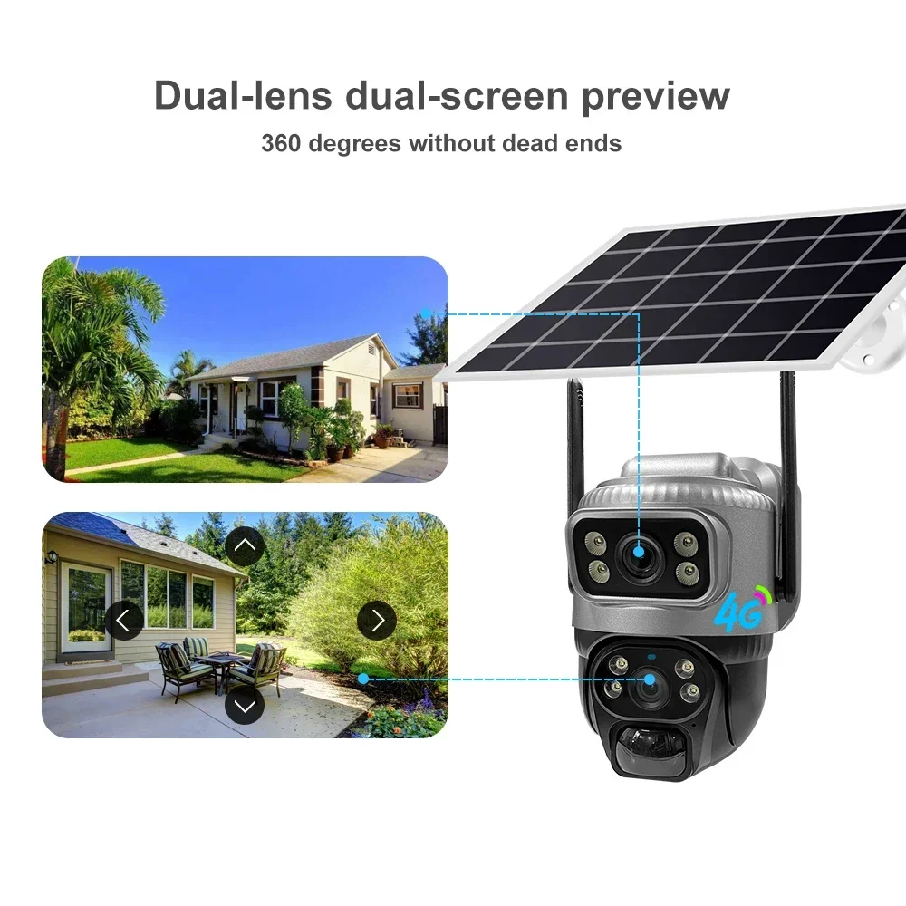 8MP 4K Camera Solar WIFI/4G SIM Card PIR Human Detection Night Vision Cameras Waterproof Outdoor Auto Tracking CCTV Cam