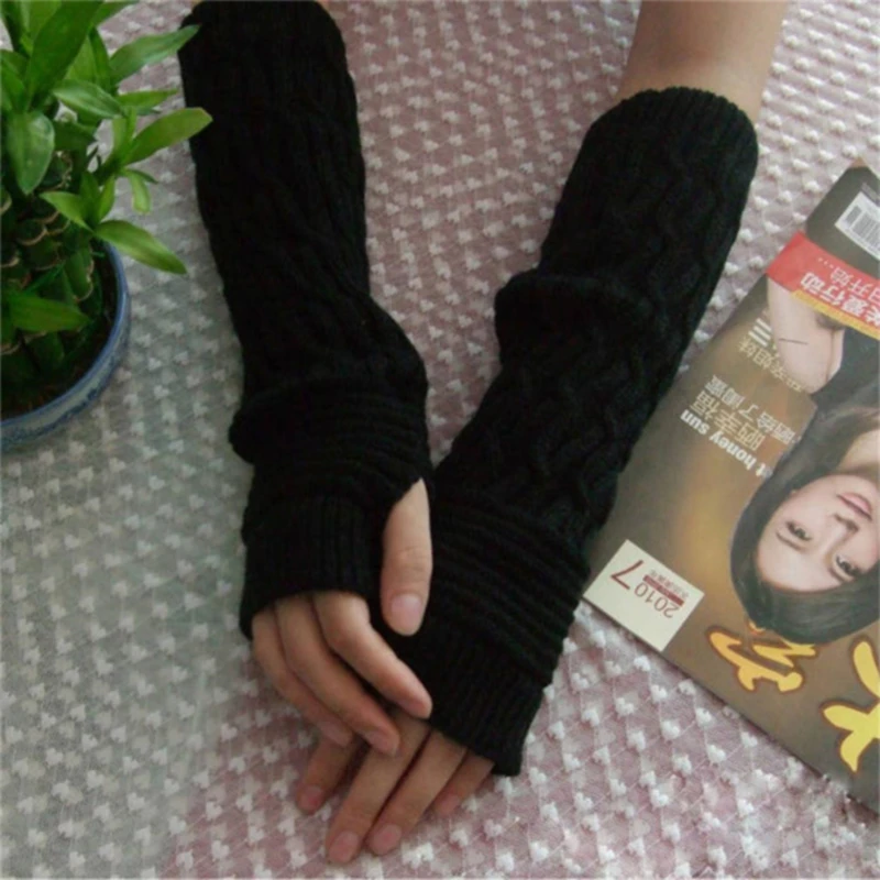 

1 Pair Knitted Long Hand Gloves Warm Embroidered Winter Gloves Fingerless Gloves For Women Girl Guantes Invierno Mujer Luvas