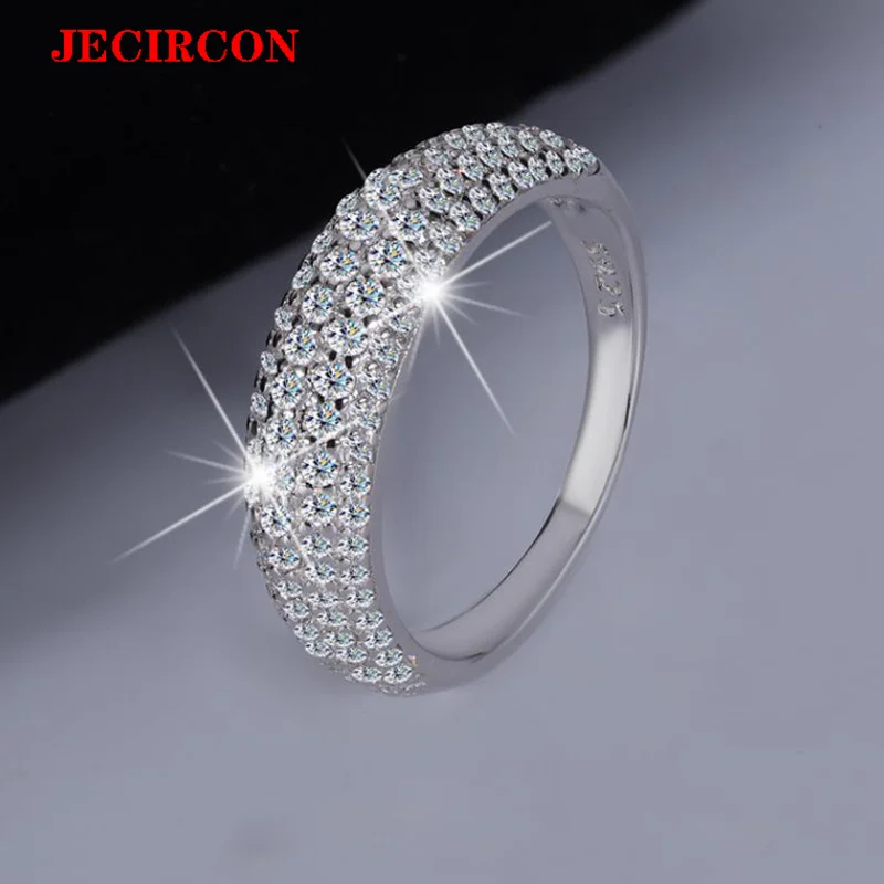

JECIRCON Glamorous S925 Sterling Silver Ring Full-Paved Moissanite, Sparkling All-Around, Ideal for Weddings & Special Occasions