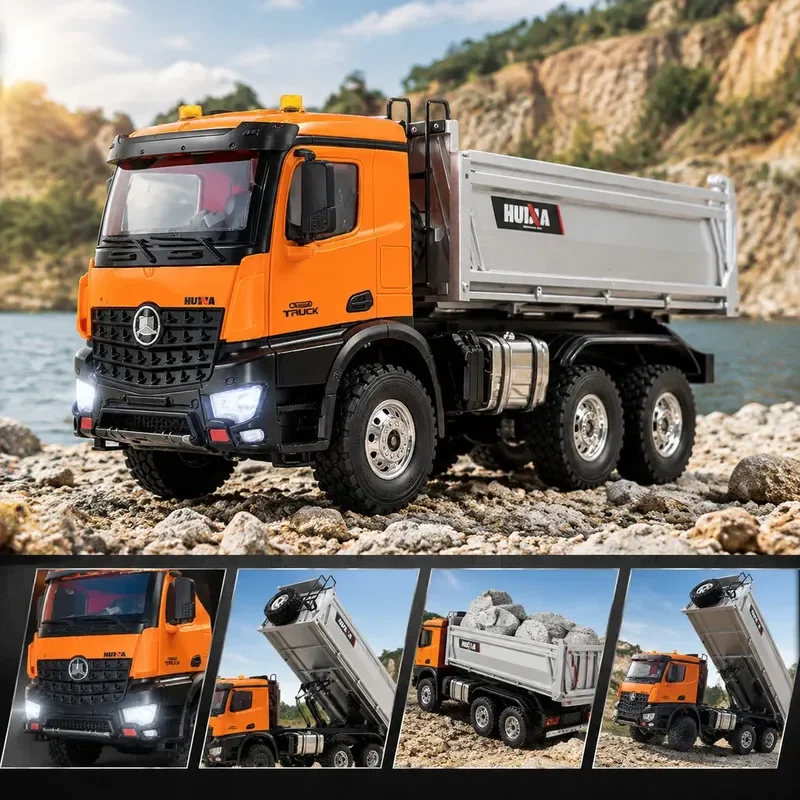 1598 NEW 1/14 HUINA RC Dumper Truck RTR 2.4GHz Electric Remote Control Car Battery Light Sound Outdoor RC Toys Model Boys Gifts