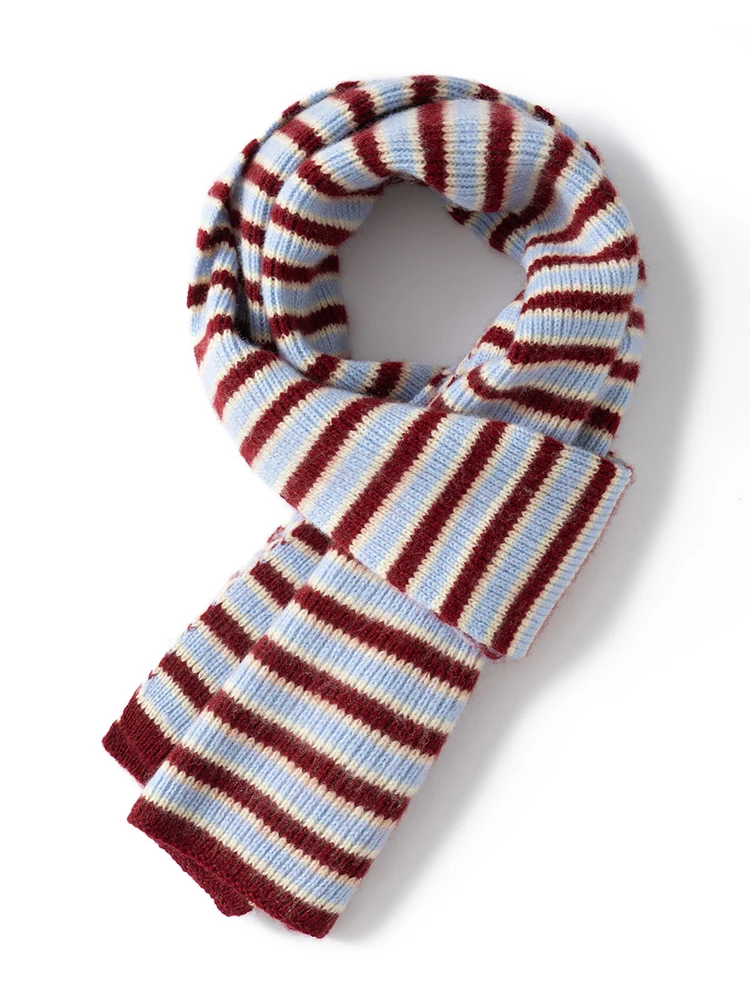 

TLOML Women 100% Cashmere Scarf Autumn Winter Cashmere Striped Long Scarf Casual Style Basic Soft Warm Scarf Luxury Preppy Tops