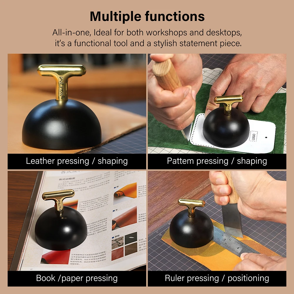 WUTA Leather Weight Press Tool Titanium-Coated Stainless Steel Paperweight 716g Heavy Leather Craft Tool Manual Pressing Shaping