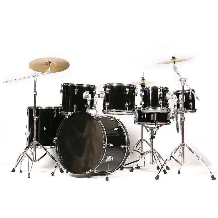 22 Inch 7‑Pieces Acoustic Drum Set Birch Wood Chamber Cowhide Drum Heads Complete Percussion Kit For Adult Players