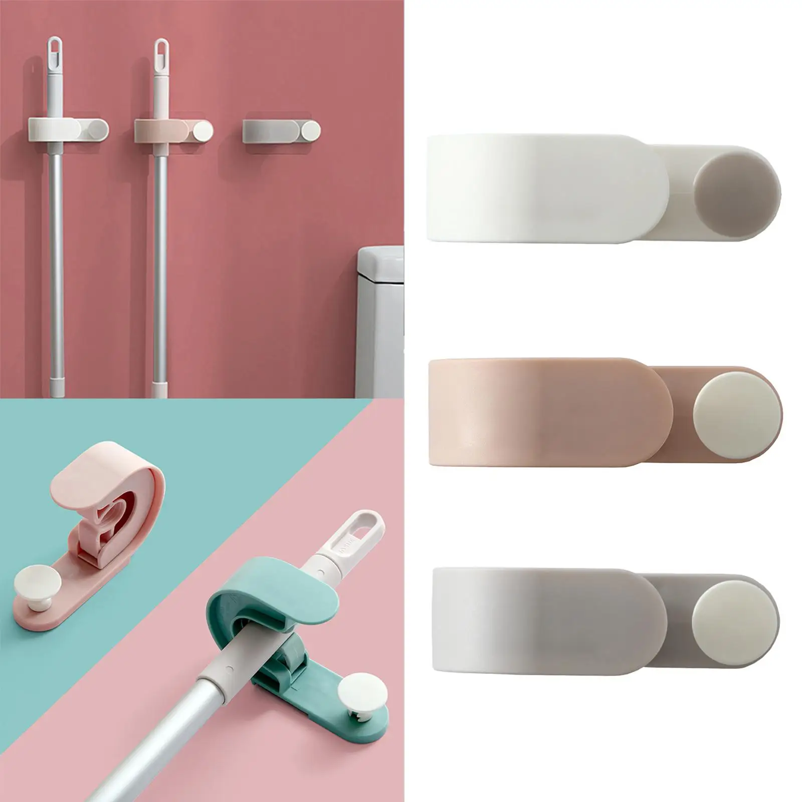 Wall Mount Hook Holder, No Punching, Pantry Organization, Mop Hanger image 5