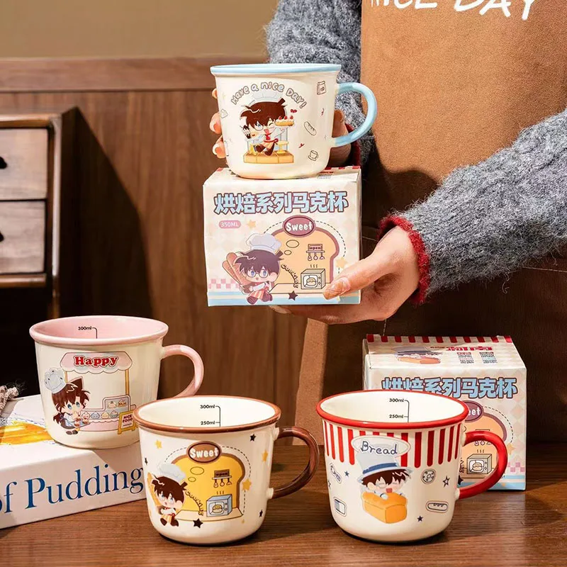 Mug en céramique Detective Conan Série Pâtisserie 350ml – Tasse à café mignonne de dessin animé anime, cadeau pour filles, enfants, famille et amis Kawaii