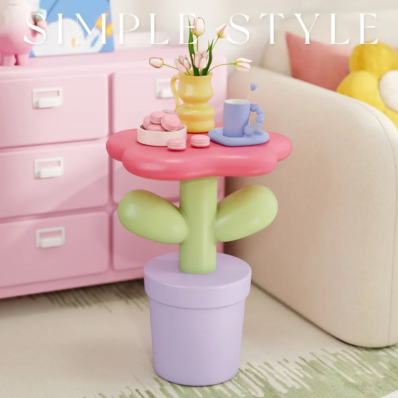 Cute Cactus Side Table - Flower-Shaped Storage End Table for Kids Room & Living Room Sofa