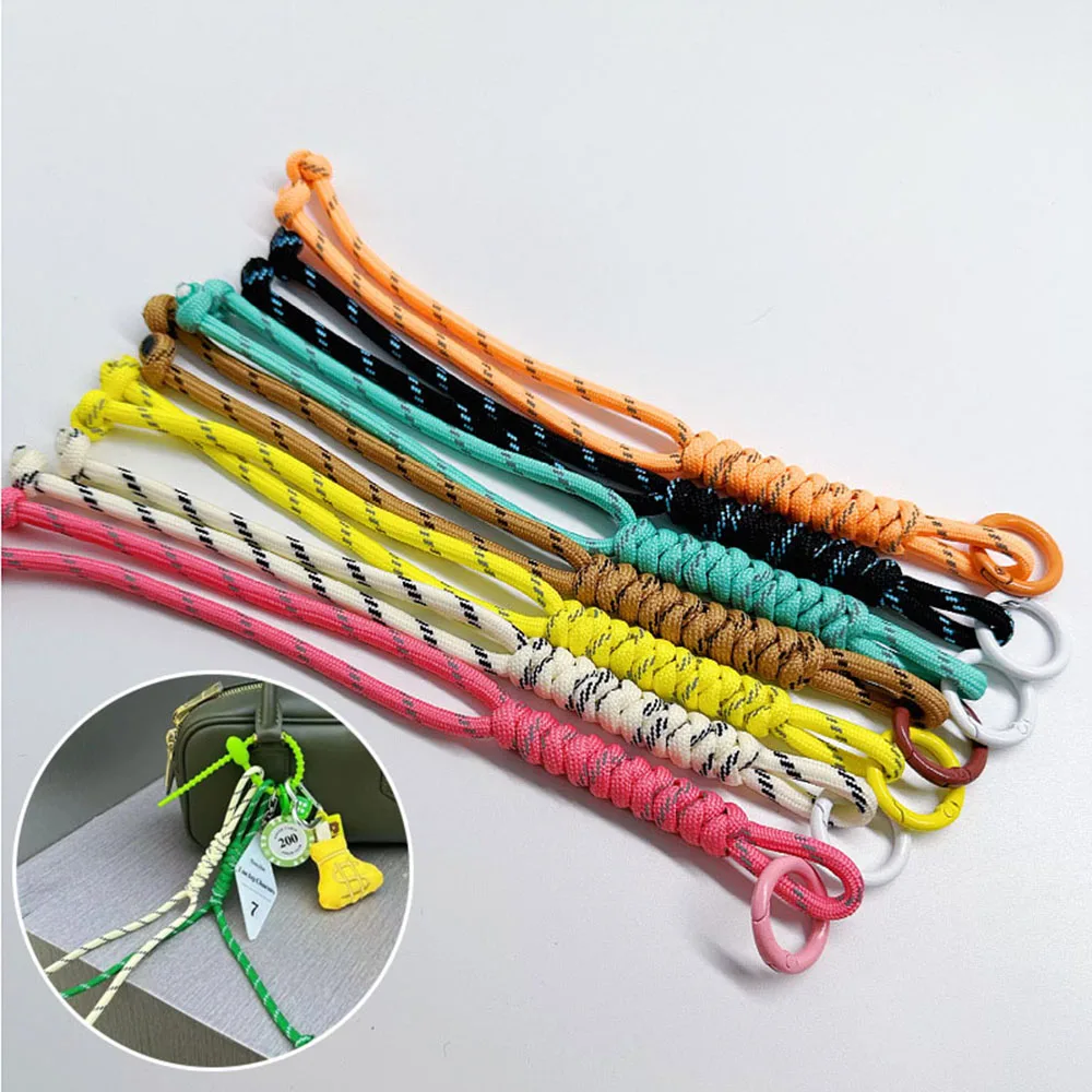 Phone Ornament Bag Hanging Decoration Keychain Hand Woven Rope Bag Pendant Simple Nylon Rope Tassel Anti-lost Wrist Strap Cord