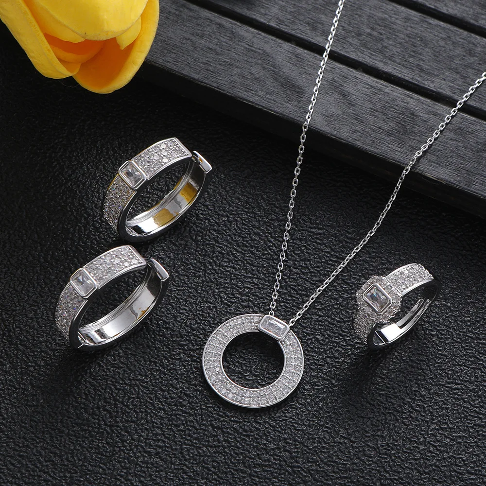 

4/3 Pieces Of Wedding Season Women's zircon Earrings, Necklaces, ring, Jewelry Sets, Real gold plating Holiday Gifts