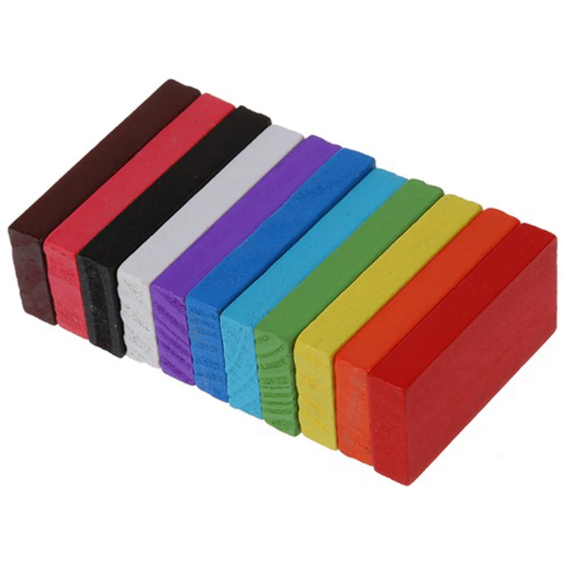 300 Pcs Children's Color Classification Rainbow Wood Domino Building Block Kit Early Game Children's Educational Toys-Drop Ship