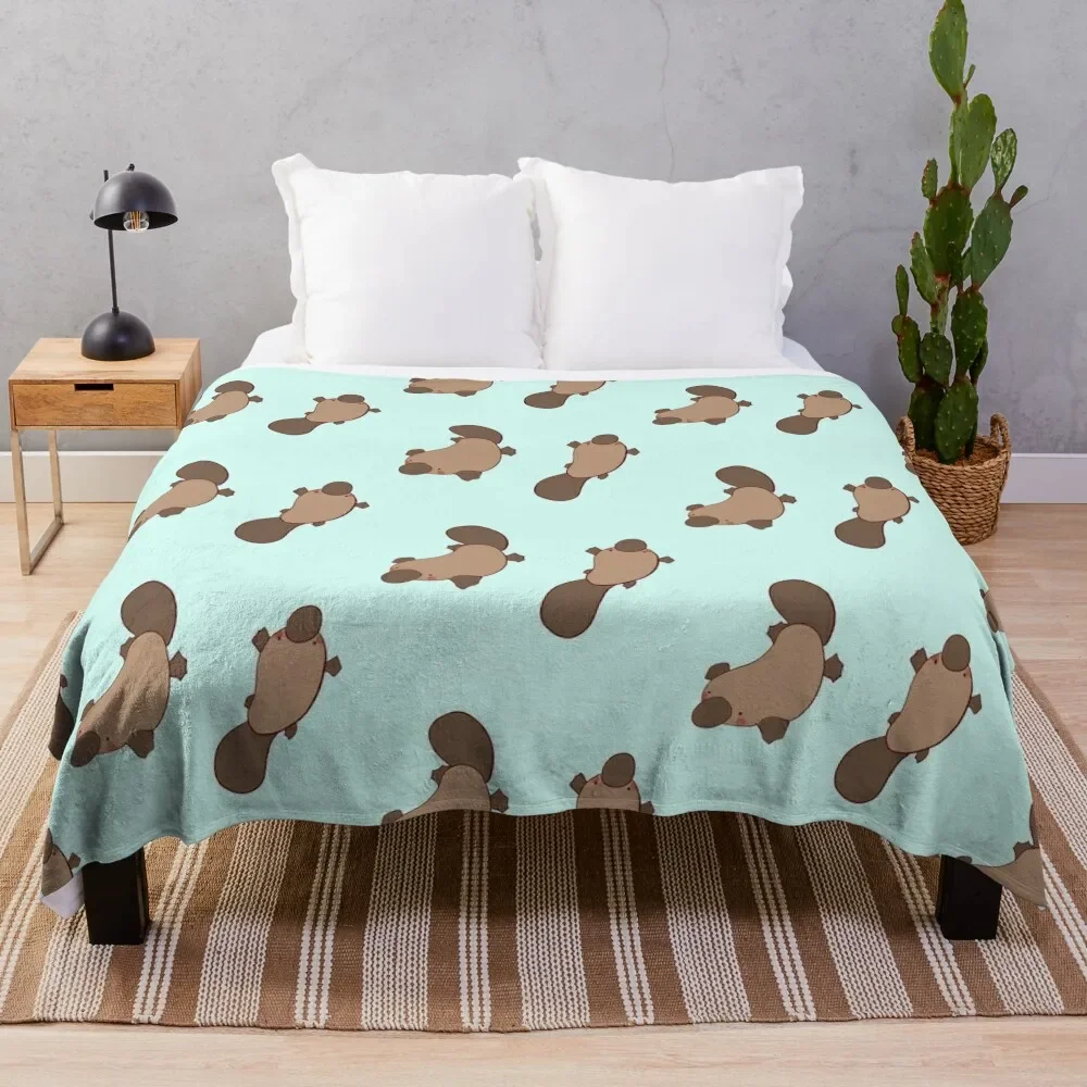 

Platypus illustration Throw Blanket Furry fluffy Blankets