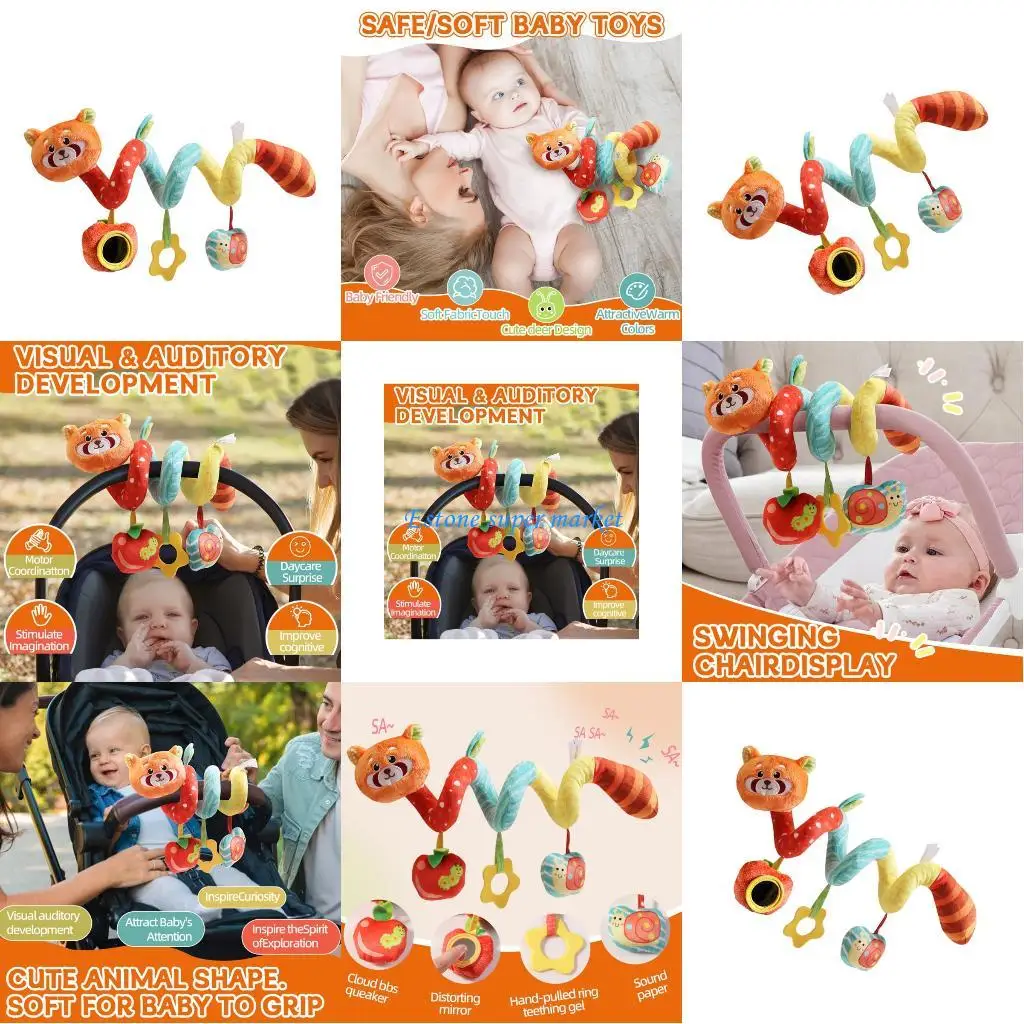 090B Đa Giác Quan Đồ Chơi Trẻ Sơ Sinh Vải Mềm Gấu Trúc Móc Xe Đẩy Cũi Khám Phá Kích Thích Thị Giác Trẻ Sơ Sinh