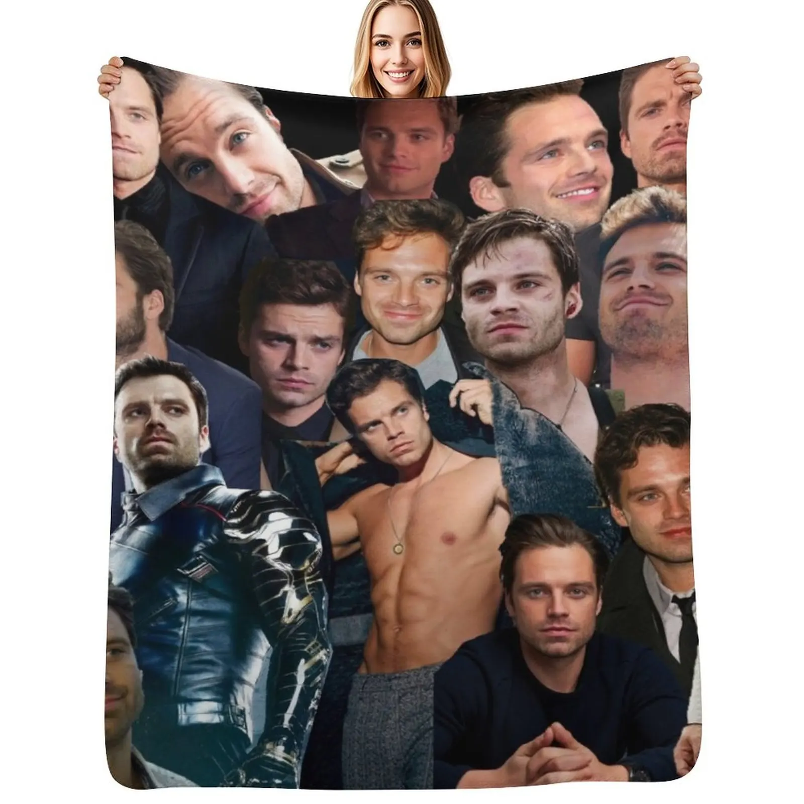 

Sebastian Stan Collage Throw Blanket Summer Luxury Designer Blankets