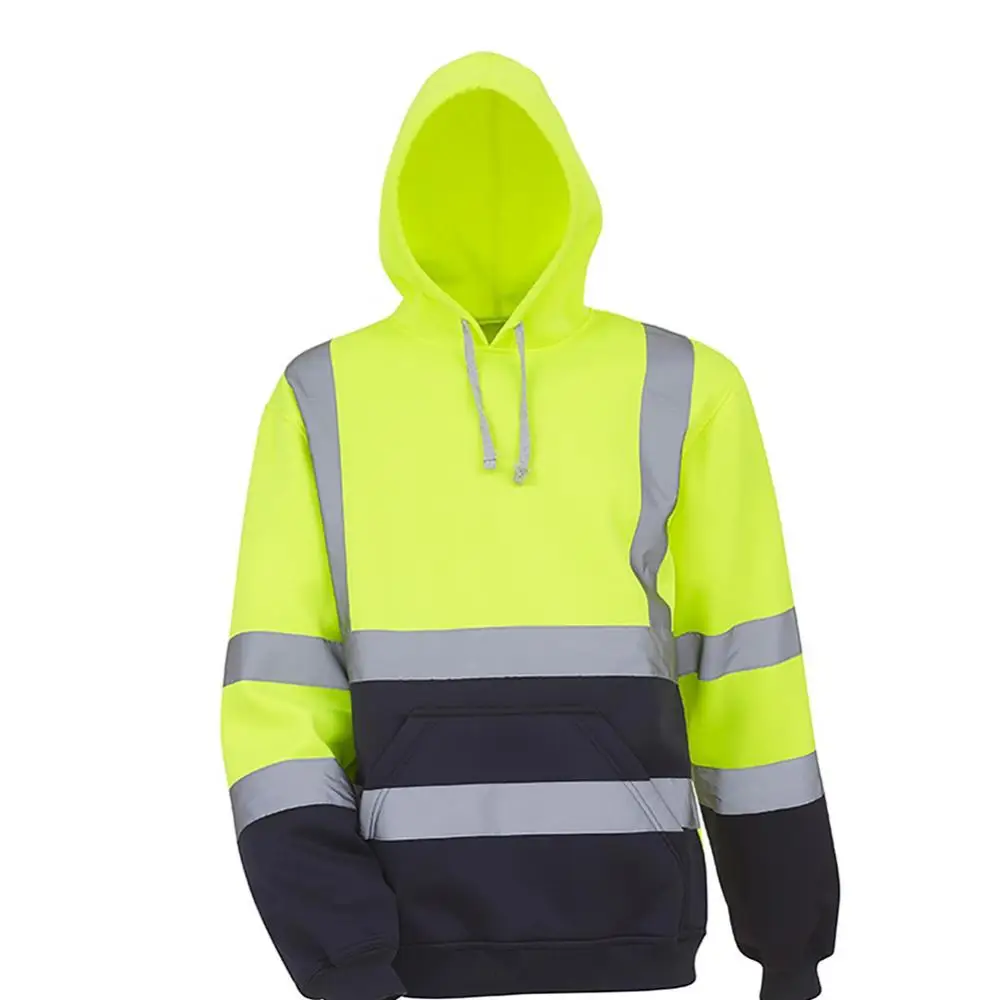 Pullover Sweatshirt Hoodie Top Long Sleeve Men Reflective High Visibility Coat