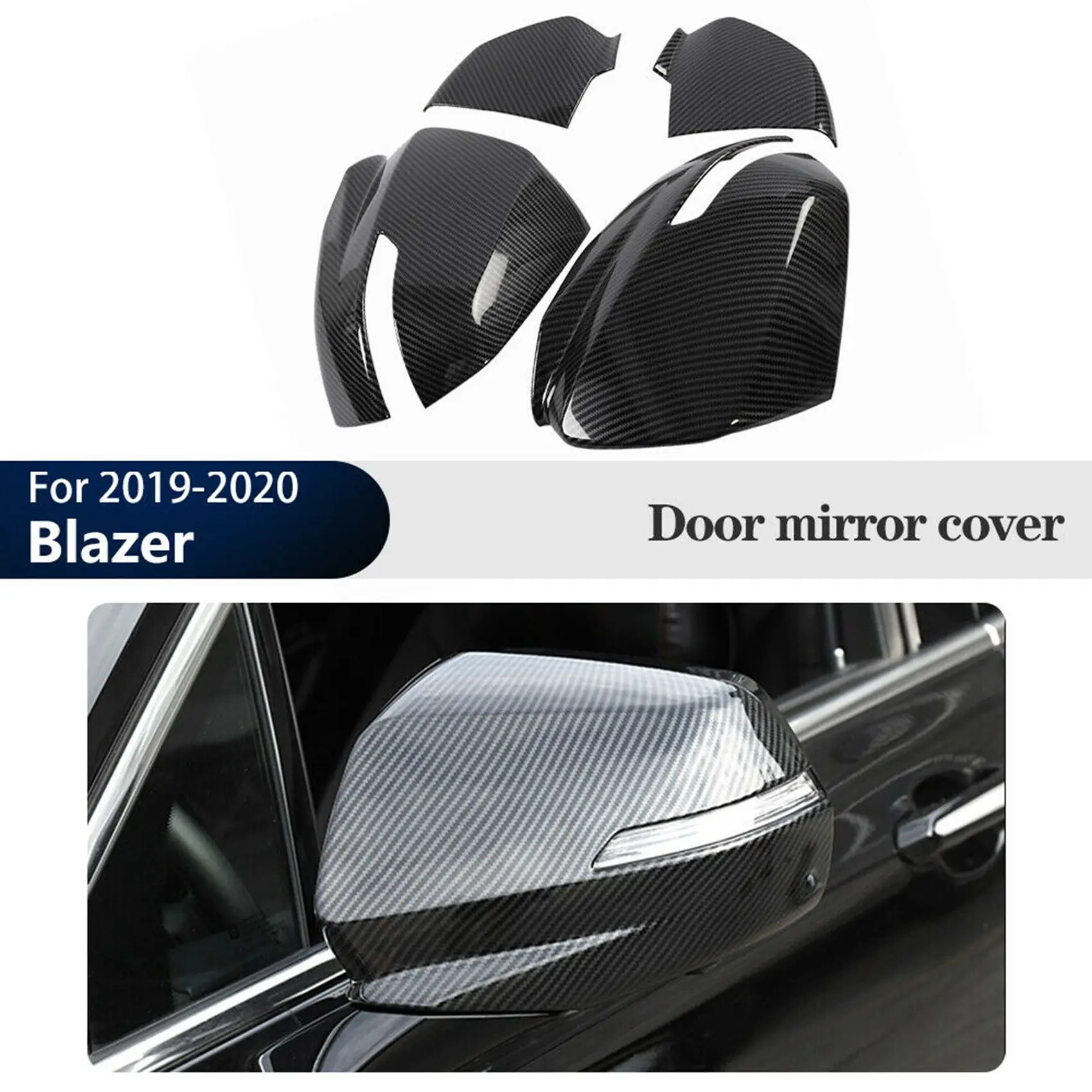 Car ABS Carbon Fiber Rearview Side Mirror Cover Trim for Chevrolet Blazer 2019