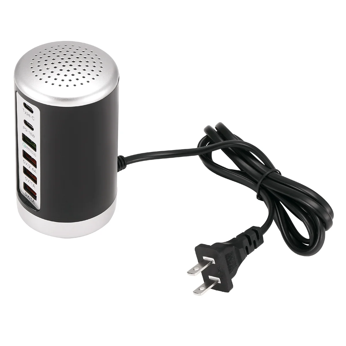 Cargador multipuerto USB de 65W, concentrador QC3.0, cargador rápido de 6 puertos tipo C PD, estación de carga para teléfono móvil, enchufe B de EE. UU.