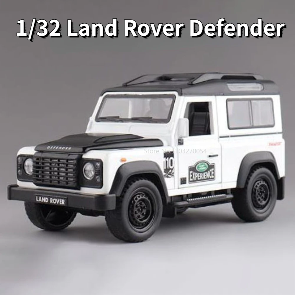 1/32 Land Rover Defender Alloy Toy Car Model Simulated Interior Design Sound Light Pull Back Toy Vehicles for Boy Birthday Gifts