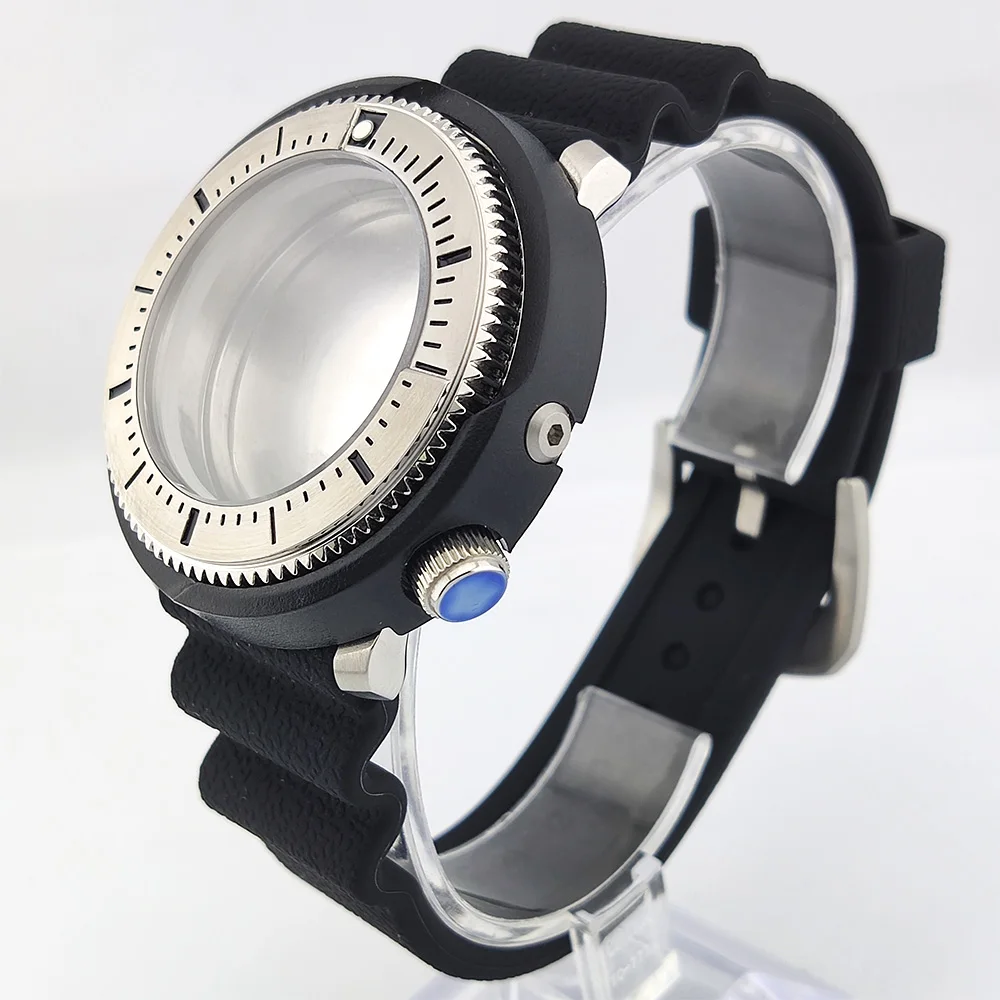 45mm Case NH35 Case Stainless Steel Sapphire Glass Waterproof  Case NH36 Case Men Watch Bezel Parts Case For NH35/NH36 Movement