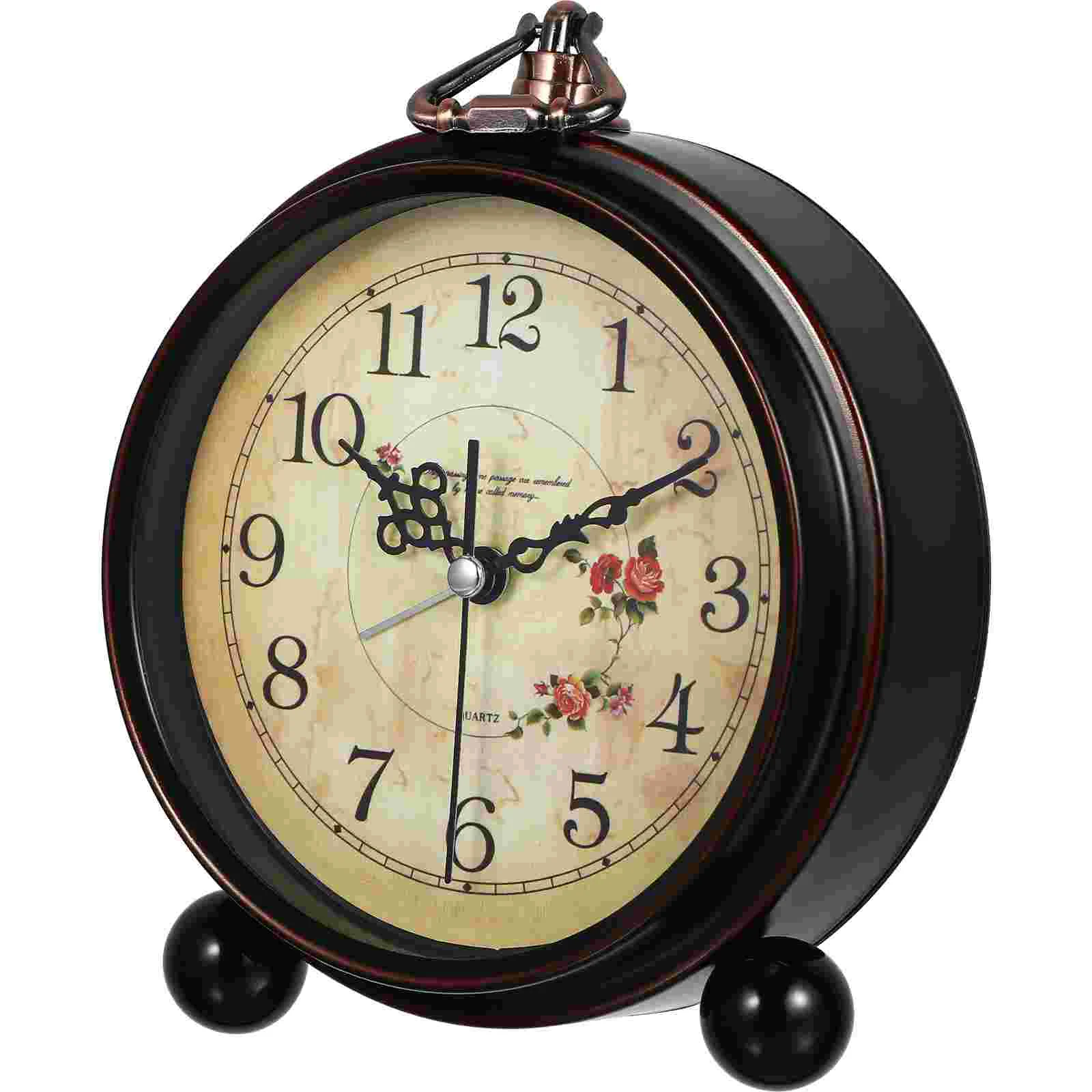 

Desk Clock Vintage Clocks for Table Retro Decor Living Room Office Silent Alarm