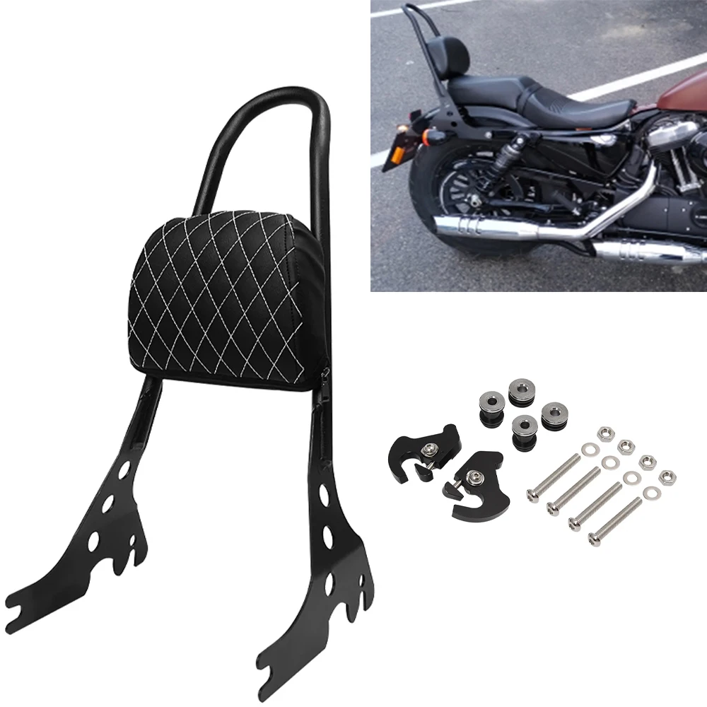 

Motorcycle Black Detachable Passenger Sissy Bar Backrest Pad For Harley Sportster Iron XL 883 1200 Custom Forty Eight