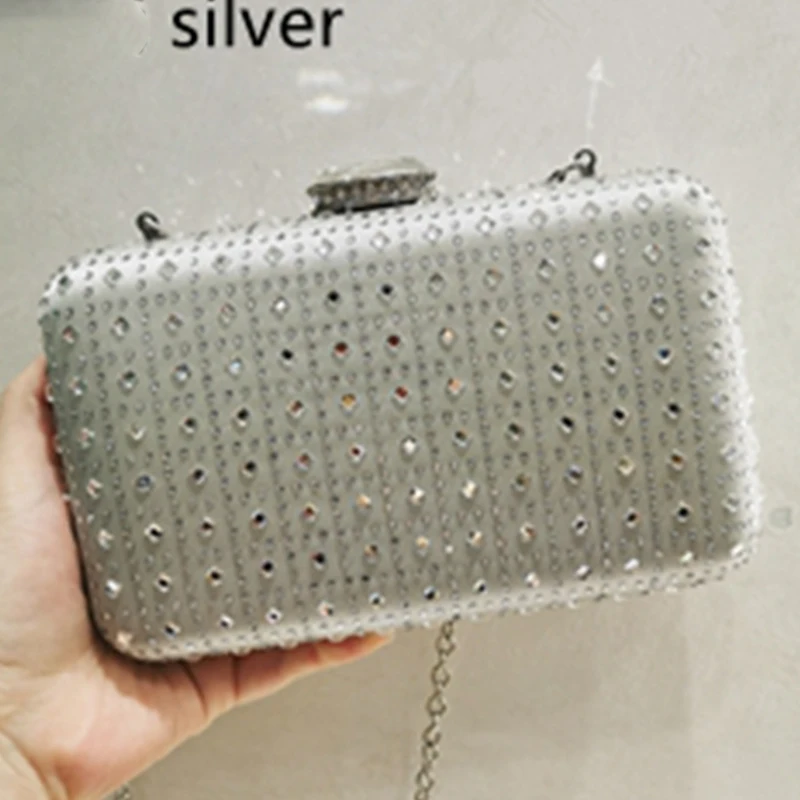 Green/Red/Silver Evening Bags Women Crystal Clutch Fashion Wedding Party Handbags Diamond Dinner Banquet Diamond Purses Minaudie